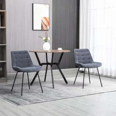 Matstolar i Sammet 2-Pack Eleganta 50 x 61 x 79 cm, Mörkgrå