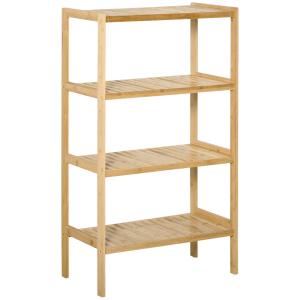 Bokhylla i Bambu med 4 Hyllplan, Stilren Förvaringshylla för Badrum och Kök, Naturlig Inredning för Hemmet, Natur, 62 x 33 x 112 cm
