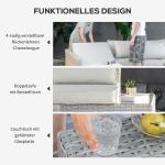 Loungegrupp i Konstrotting 3 Delar, Modulär Utemöbel med Sidobord och Dynor, Elegant Design för Trädgård, Grå/Beige