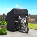 Motorcykelpresenning Motorcykelgarage Svart av Oxford Tyg för 2 Motorcyklar ve Skotrar Vattentätt Överdrag 345 x 135 x 191 cm