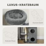 Skrapstolpe Kattträd Grå av Sisal och Plysch för Katter upp till 5 kg med Grotta och Säng 111 cm