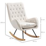 Gungstol Relaxstol Krämvit av Linne och Metall för Avkoppling Bekväm Fåtölj med Träben Modern Design 69 x 90 x 100 cm
