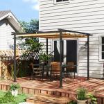 Pergola för Trädgård med Justerbart Tak och UPF30+ Skydd för Solskydd Hållbar och Stabil Beige Polyester och Metall 3 x 3 m