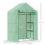 Walk-in Växthus med 6 Hyllor, Rymligt Drivhus för Odling, Enkel Åtkomst med Rullbar Dörr, Grön