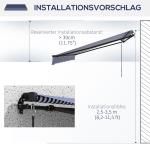 Markis Balkongmarkis Blå Vit av Aluminium och Tyg för Balkong Väggmonterad med Handvev Solskydd 4 x 3 m