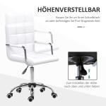 Kontorsstol Chefsstol Vit PU Konstläder och Metall Höjdjusterbar och Ergonomisk Snurrstol 84-99 Cm