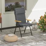 Sittdyna Stolsdyna med Knytband Mörkgrå av Tyg för Hopfällbar Stol ve Matstol Vattenavvisande Dyna med Nackstöd 120 x 47 x 9,5 cm