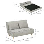 Bäddsoffa Vilstol Grå av Sammet och Trä för Vardagsrum Hopfällbar Säng med Ryggkudde och Justerbart Ryggstöd 141 x 90 x 81 cm