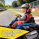 Elbil Gokart 24V Blå Plast och Metall för Barn 6–12 År Elektrisk Bil med Driftläge och Musik Justerbar Sits Säker Körning