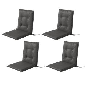 Stolsdynor Sittdynor Set med 4 Mörkgrå av Tyg för Trädgårdsmöbler och Matstolar Dyna med Knytband 108 x 50 x 5 cm