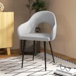 Relaxstol Fåtölj Grå av Linnelook och Stål för Sovrum Klädd Stol med Armstöd Bekväm Sittplats 56 x 58,5 x 84,5 cm