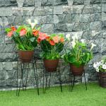 Blomställ i Metall 3-Pack, Dekorativa Växtställ för Krukor, Eleganta Blompallar för Inomhus och Utomhus, Svart, 16 cm