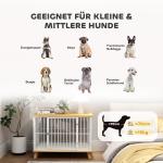 Hundbur Hundkennel Ek av Trä och Metall för Medelstora Hundar Låsbar Bur med Kudde och Dörr 86 x 60 x 70 cm