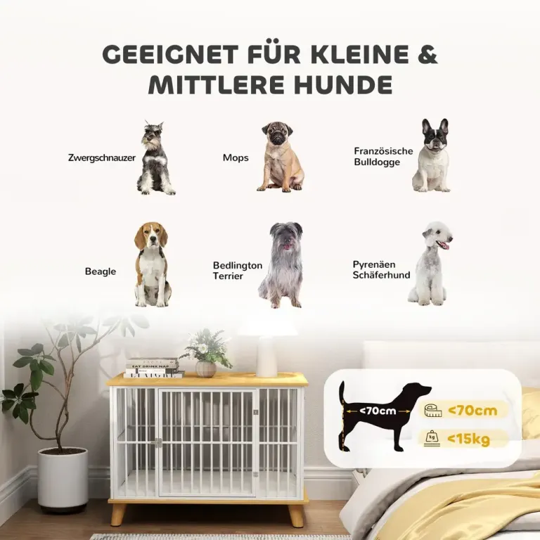 Hundbur Hundkennel Ek av Trä och Metall 86 x 60 x 70 cm