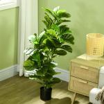 Konstgjord Ficus med 90 Realistiska Blad och Plastkruka för Vardagsrum och Kontor Hållbar och Prisvärd Grön Plast för Inomhusbruk 110 cm