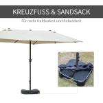 Dubbelt Parasoll med Vev, Extra Stort Solskydd för Terrass och Trädgård, Stabil Konstruktion med Kryssfot, Krämvit, 460 x 270 x 240 cm