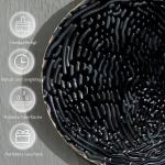 Väggdekoration i Metall 3D, Modernt Konstverk med Guldiga Detaljer, Elegant Väggprydnad för Vardagsrum, Guld/Svart/Blå, 121 x 53 cm