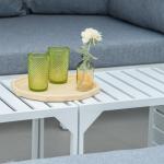 Loungegrupp med Soltak 5 Personer, Modulär Utemöbel i Konstrotting, Inkluderar Bord och Dynor för Terrass, Vit/Grå, 190 x 81 x 73 cm