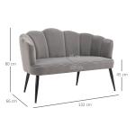 2-sits Soffa, Tvåsits Fåtölj i Modern Design, upp till 160 kg, Grå, 132 x 66 x 80 cm