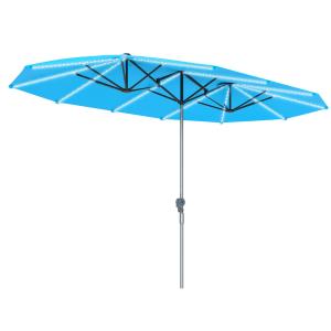 Dubbelparasoll med Solskydd i Aluminium och Polyester, UPF 50+ UV-beständig, Blå