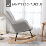 Gungstol Relaxstol Accentstol Ljusgrå av Berberfleece och Trä för Vardagsrum och Vila Lastkapacitet upp till 120 kg Bekväm 71 x 92 x 101 cm