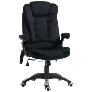 Kontorsstol med Massage- och Värmefunktion, Ergonomisk, Höj- och Sänkbar, Svart