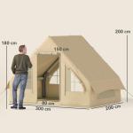 Campingtält Uppblåsbart Tält för 3 Personer Beige av Oxford Tyg för Camping och Glamping Vattentätt Familjetält med Pump