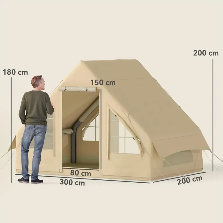 Campingtält Uppblåsbart Tält för 3 Personer Beige av Oxford