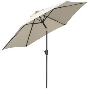 Fällbart Parasoll Trädgårdsparaply med Handvev 2,6 M Aluminium och Polyester 180 G/M² för Trädgård och Terrass Beige