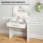 Sminkbord med Spegel Vit Spånskiva för Sovrum Kompakt Sminkbänk med 3 Lådor Modern Design