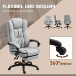 Kontorsstol Chefsstol Ergonomisk med Massage och Liggfunktion Ljusgrå av Konstläder för Kontor Höj- och Sänkbar Stol med Fotstöd