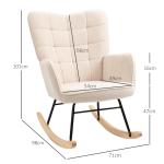 Gungstol i Berberfleece, Bekväm Relaxstol för Sovrum och Barnrum, Mysig Sittplats för Avkoppling, Beige, 71 x 92 x 101 cm