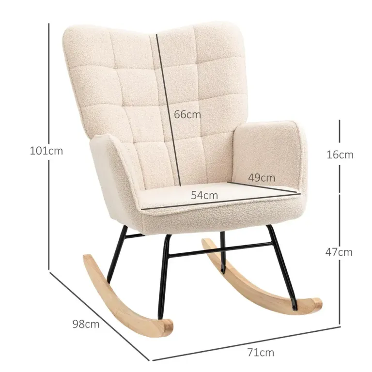 Gungstol i Berberfleece Relaxstol 71 x 92 x 101 cm