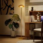Golvlampa LED Mässing Metall för Vardagsrum och Sovrum Modern Design med Varmt Ljus och Fotströmbrytare Elegant Inredning 134 cm