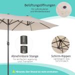 Stort Dubbelparasoll med Vev Ovalt Trädgårdsparasoll för Maximal Skugga Stabil Konstruktion Beige 455 X 270 X 240 Cm