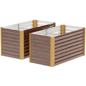 Odlingskrage Högbädd Set med 2 Silver av Galvaniserat Stål för Uteplats och Trädgård Väderbeständig Växtbädd 120 x 60 x 60 cm