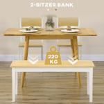 Bänk 2-Sits Bänk Vit av Furu för Matsal och Kök Lantlig Stil Lastkapacitet upp till 220 kg Robust Design 102 x 36 x 45 cm