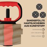 Hantelset 6 i 1 Justerbart Röd Kompositmaterial för Hemmaträning 20 kg Viktsats med Skivstångsfunktion och Kettlebellgrepp Mångsidig Utrustning