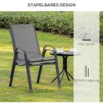 Stapelbara Trädgårdsstolar 2-Pack, Bekväma Utestolar med Armstöd, Väderbeständig Design i Metall och Textilene, Grå, 70 x 54 x 90 cm