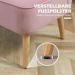 Soffa 2-sits Rosa Tyg för Vardagsrum Bred och Bekväm Soffa med Mjuk Stoppning Retro Design