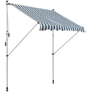 Vikarmsmarkis Klämmarkis 200 X 150 Cm Justerbar Solskydd Fällarm Handvev Balkong Aluminium Grön och Vit