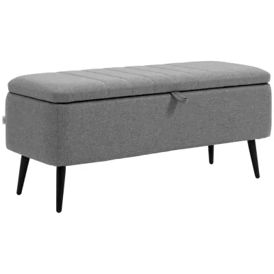 Förvaringsbänk med Linnelook Stålben Grå 102 x 40 x 44 cm
