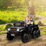 Elbil Barnbil Svart av Plast och Metall för Barn 3-8 År 12V Terrängbil med Släp och Fjärrkontroll 2,5-4 km/h