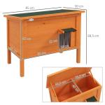 Träkatthus Katthus Orange av Trä för Utomhusbruk Isolerat Smådjurshus med Dörrgardin och Förhöjd Design 60 x 60 x 81,5 cm