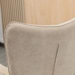 Vingstol med Pall Relaxstol Beige av Tyg med Sladdlook och Trä för Vardagsrummet Stoppad Fåtölj TV Stol Bekväm Design