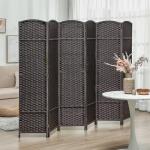 6-panels Rumsavdelare, Vikbar Sekretessskärm för Vardagsrum, Sovrum och Hemmakontor, Brun