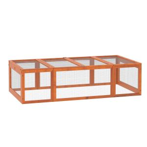 Smådjursstall Smådjursbur med Utomhusinhägnad Multifunktionell Granträ Orange 180 X 90 X 48 Cm