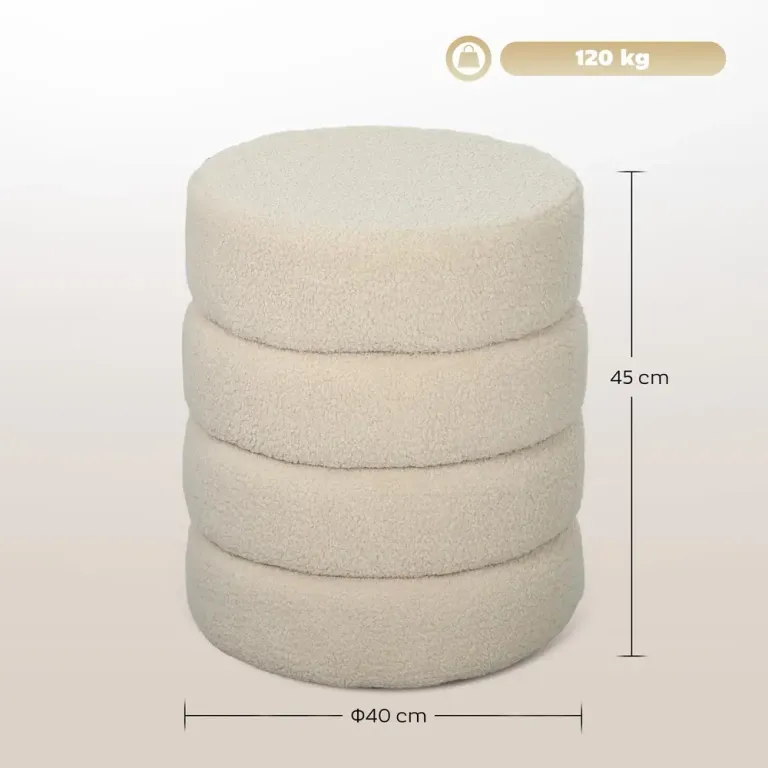 Rund Pall i Teddyfleece Upp till 120 kg Beige Ø40x45 cm