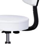 Ergonomisk Rullpall med Ryggstöd Justerbar Snurrpall Bekväm Sits Konstläder för Klinik eller Kontor Vit 35 X 72-84 Cm