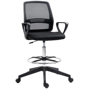Ergonomisk Ståstol med Fotstöd Höj- och Sänkbar Snurrstol för Aktivt Sittande Svart 59,5 X 60 X 102,5-126 Cm